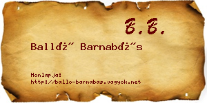 Balló Barnabás névjegykártya